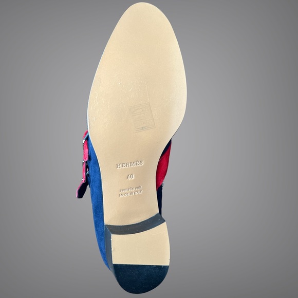 HERMES NAVY PIMENTO GOAT SUEDE LEXINGTON ANKLE BOOTS SHOES EU 40 - Picture 8 of 9